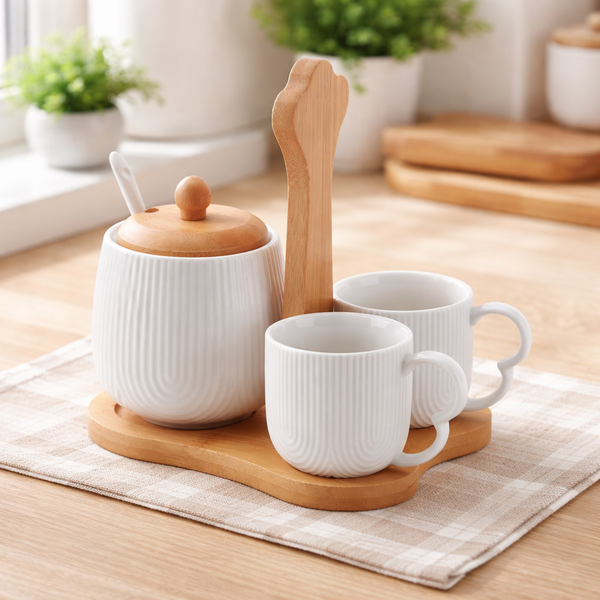 Jogo de Xícaras de Café com Açucareiro e Suporte - 90ML